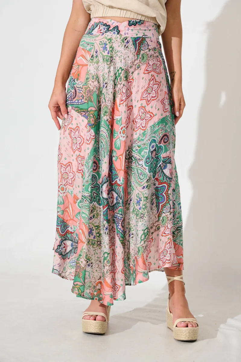 Talisse Maxi Skirt in Apricot Multi Patchwork sold by St Frock