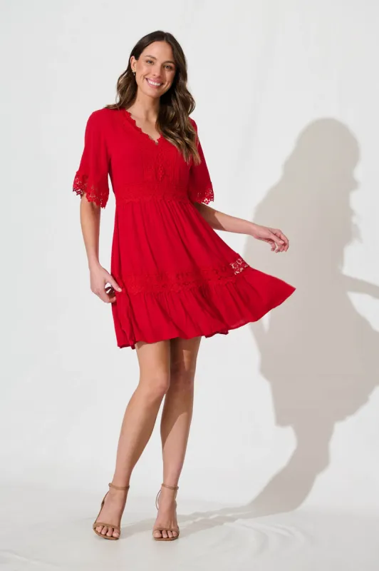 Macca Dress In Red sold by St Frock