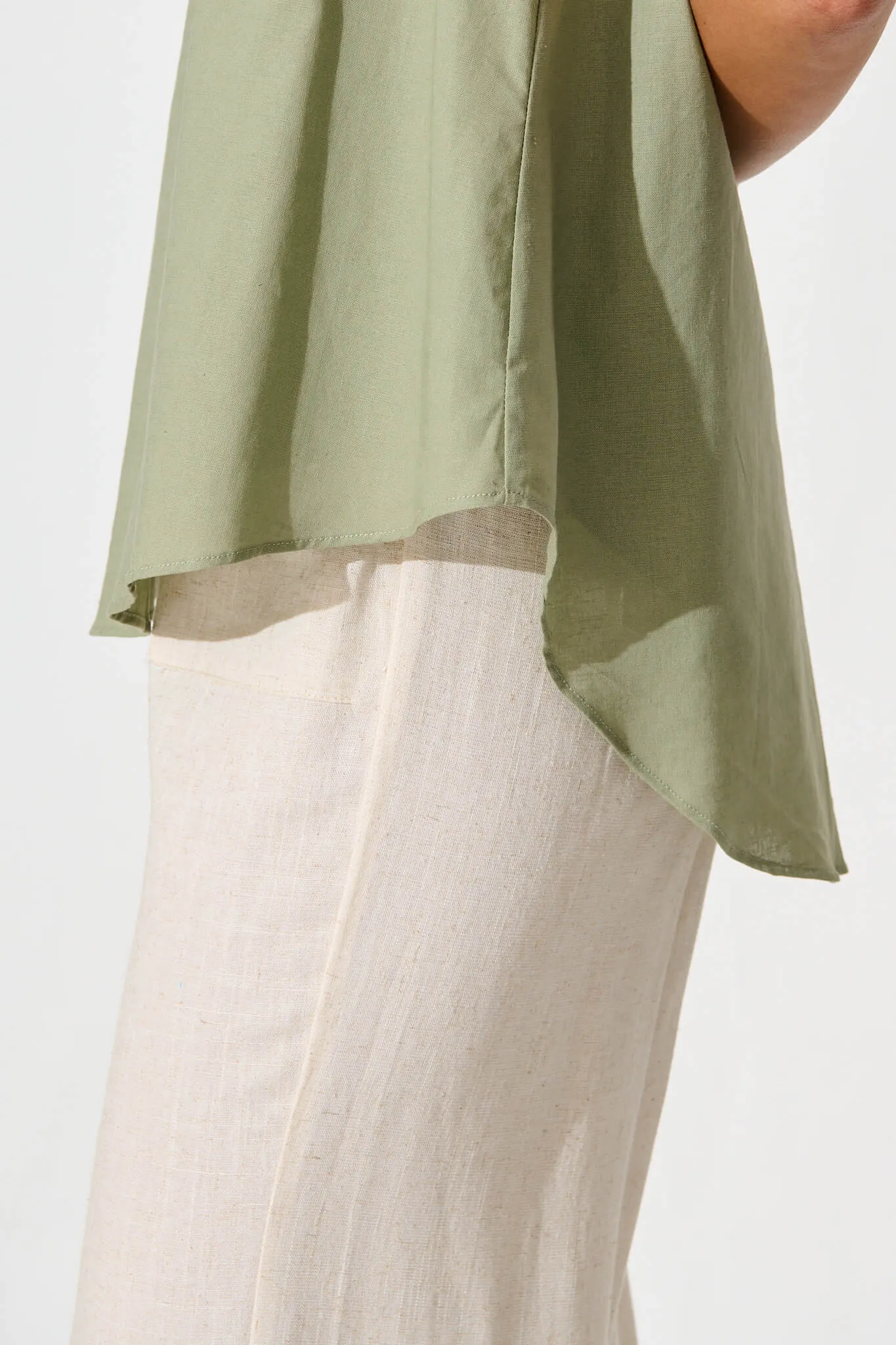 Kaycie Top in Sage Green Cotton Linen sold by St Frock product image thumbnail 5
