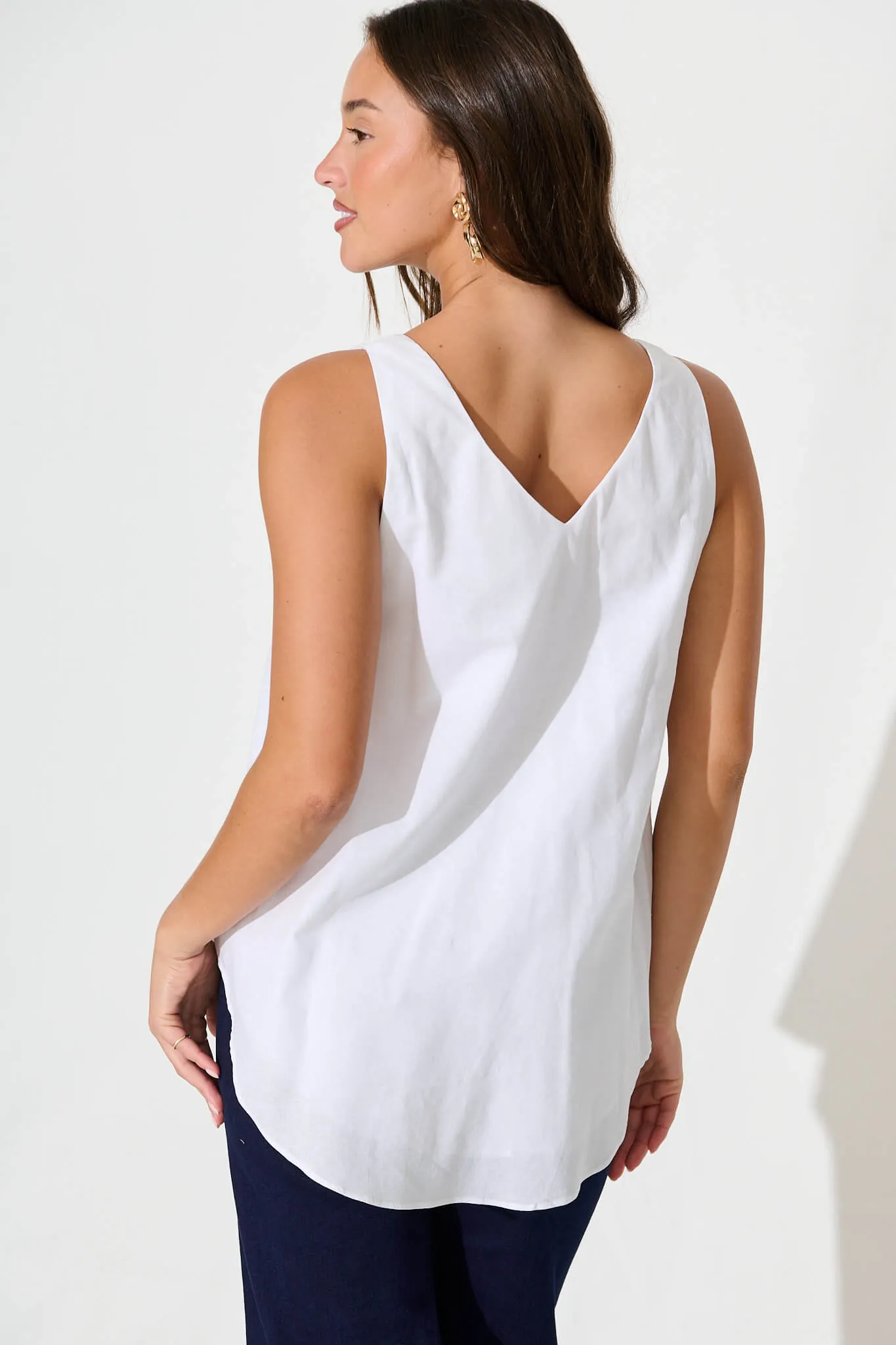 Kaycie Top in White Cotton Linen sold by St Frock product image thumbnail 3