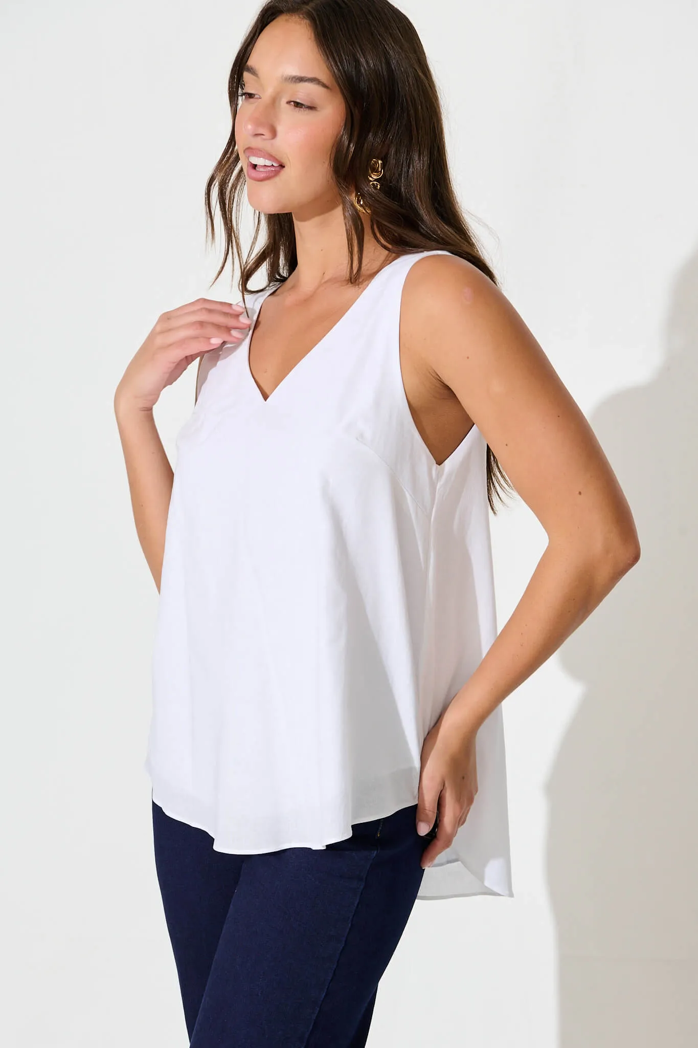 Kaycie Top in White Cotton Linen sold by St Frock product image thumbnail 2