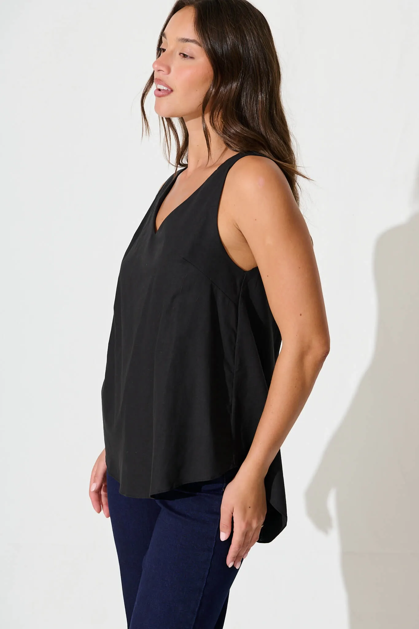 Kaycie Top in Black Cotton Linen sold by St Frock product image thumbnail 2
