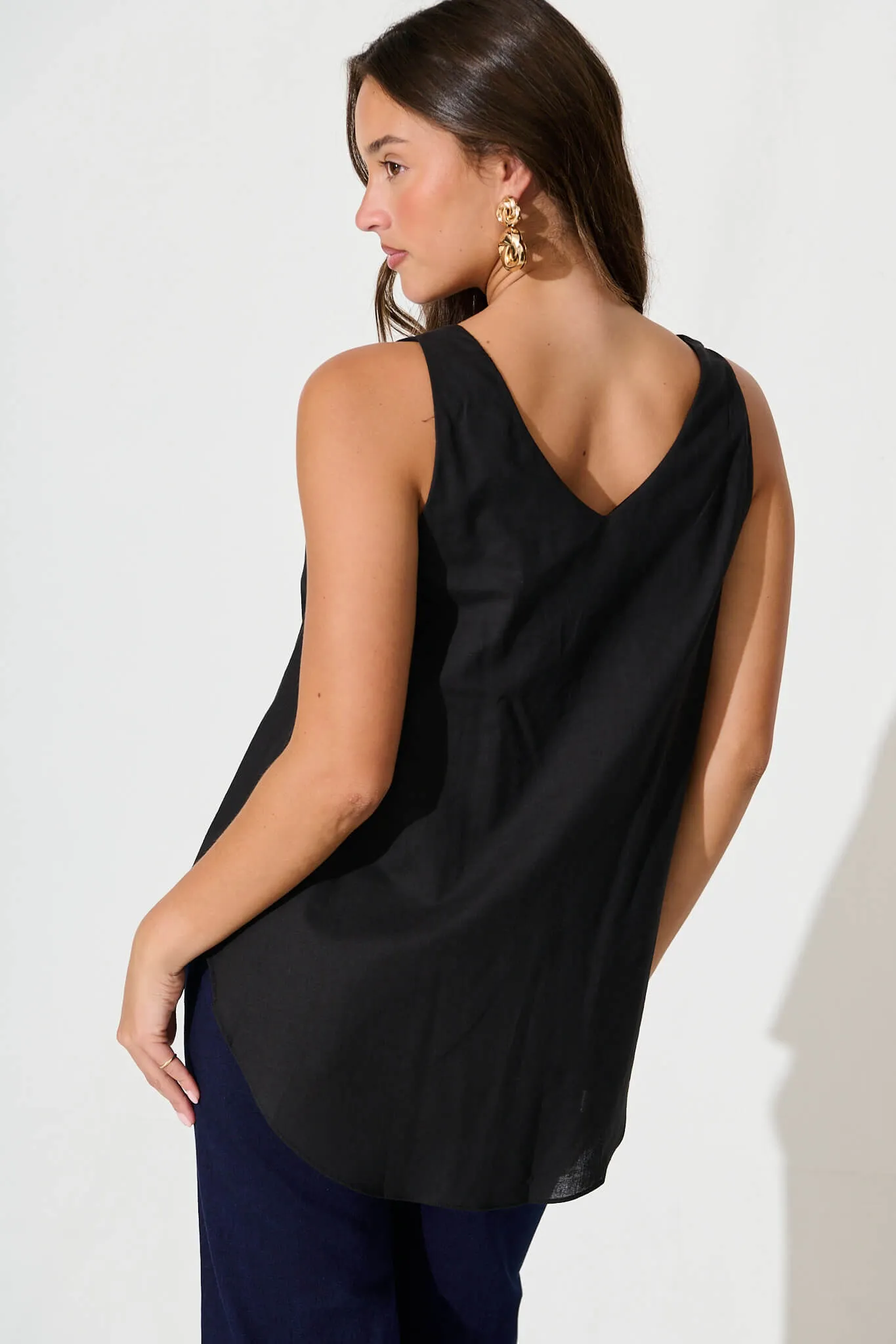 Kaycie Top in Black Cotton Linen sold by St Frock product image thumbnail 3