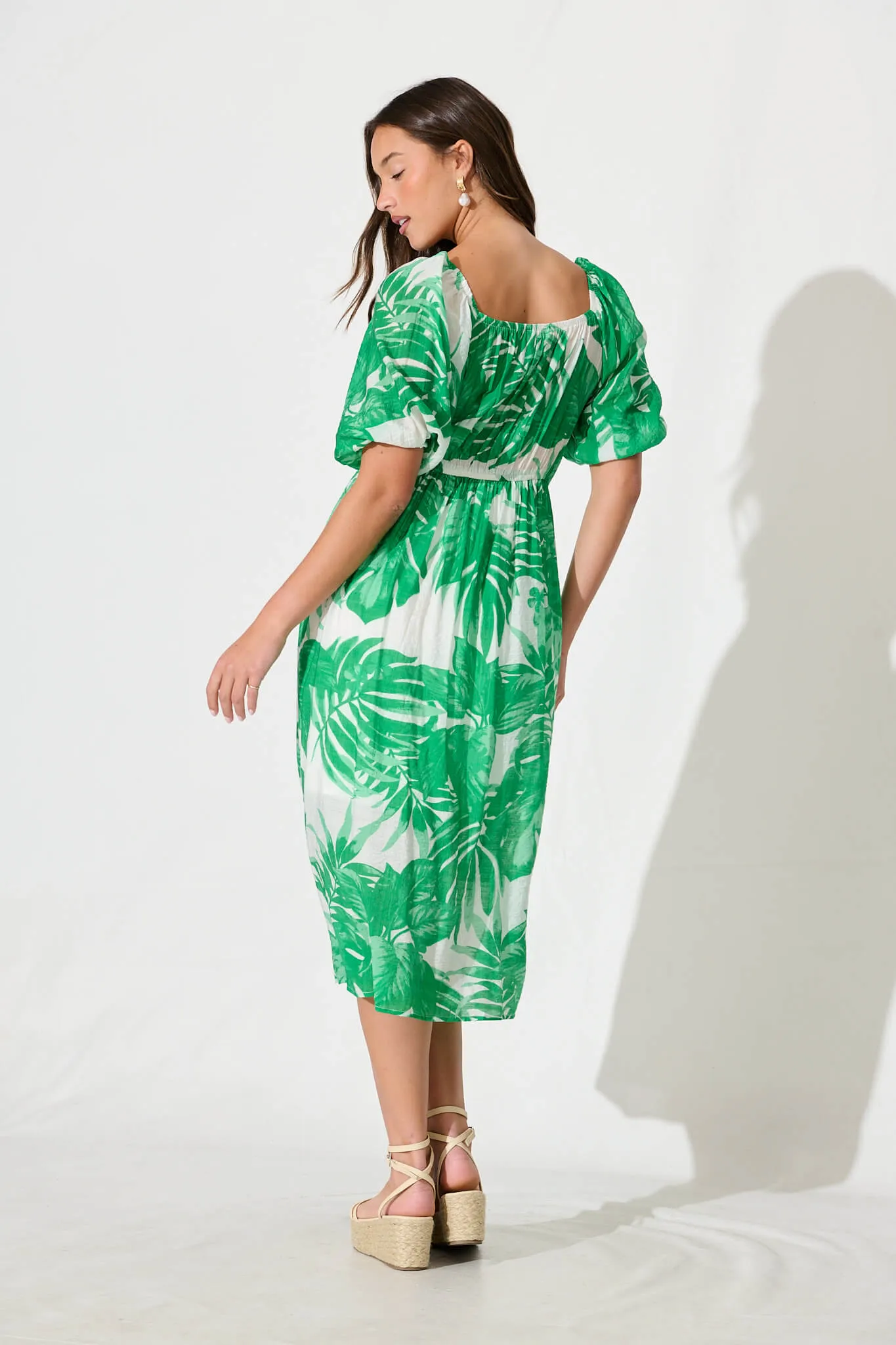 Lavita Midi Dress in Green Leaf Print sold by St Frock product image thumbnail 4