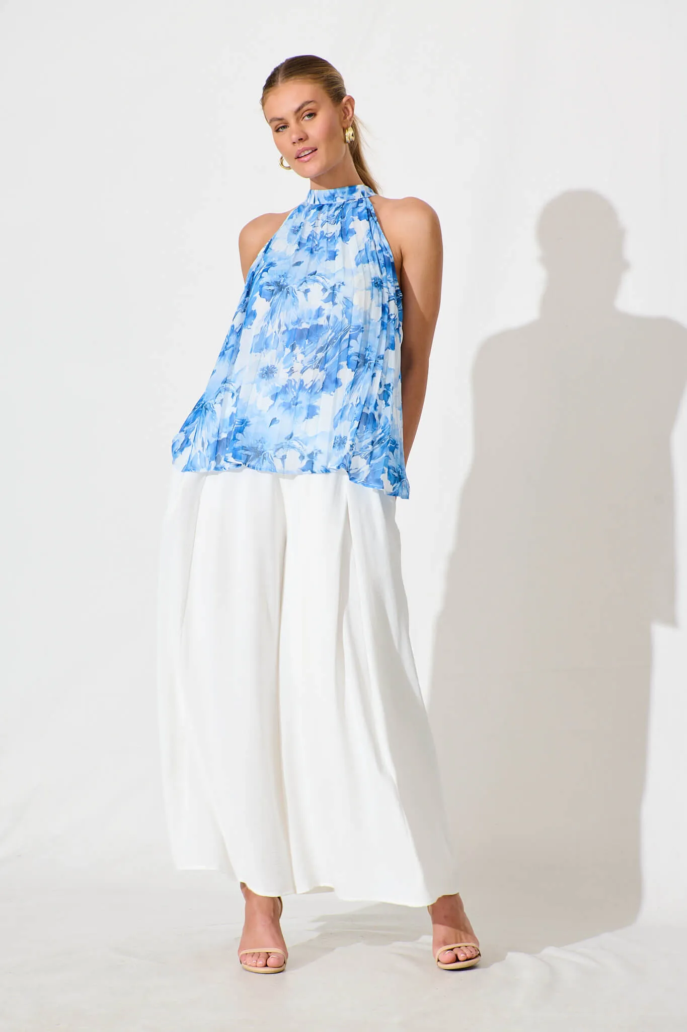 Roxie Top in White and Blue Floral Chiffon sold by St Frock product image thumbnail 4
