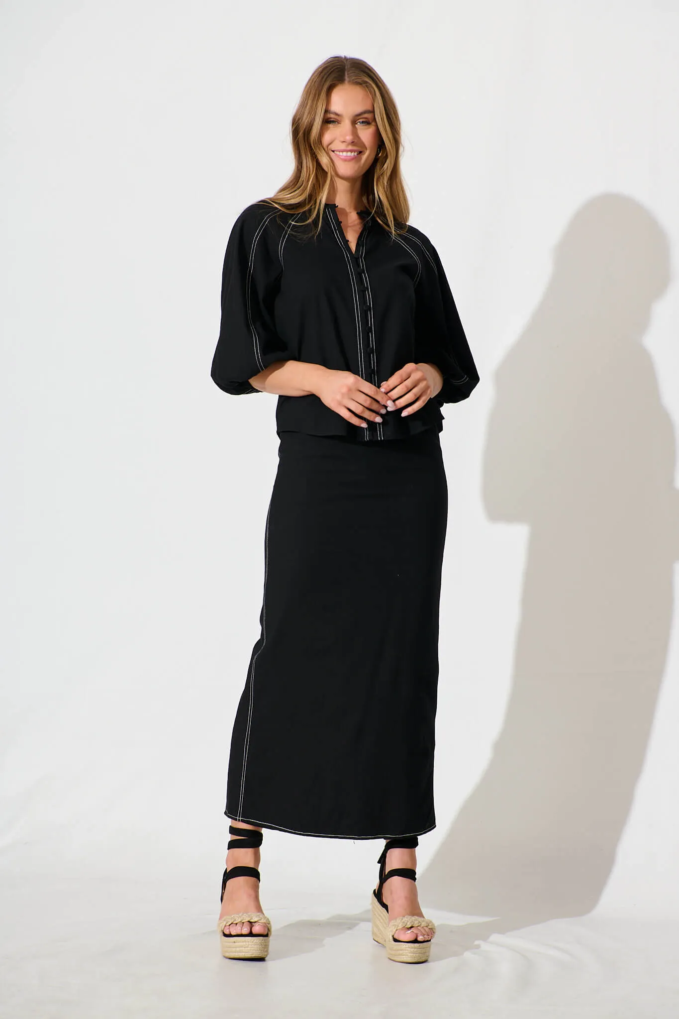 Fabiana Shirt in Black Cotton Blend sold by St Frock product image thumbnail 5