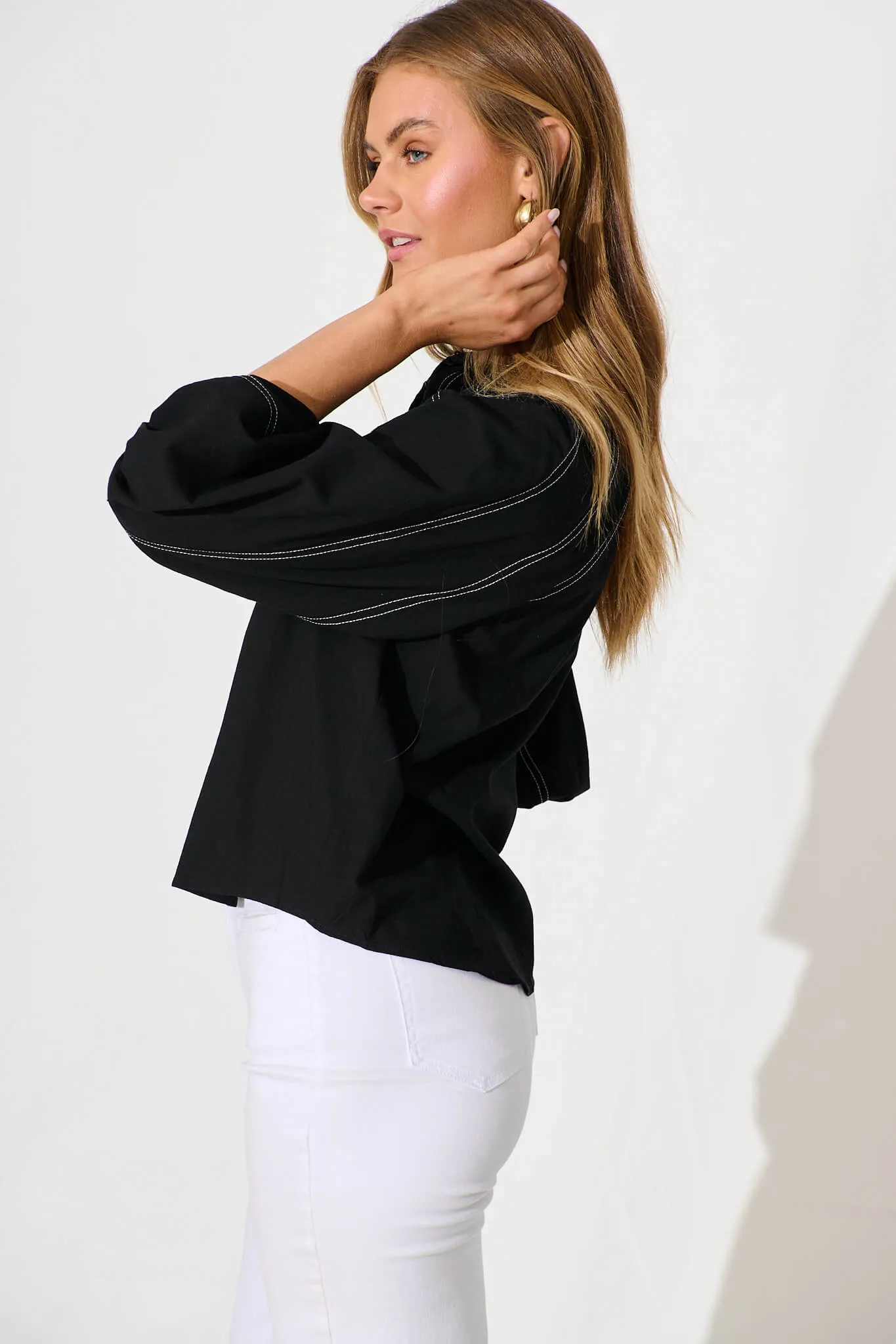 Fabiana Shirt in Black Cotton Blend sold by St Frock product image thumbnail 2