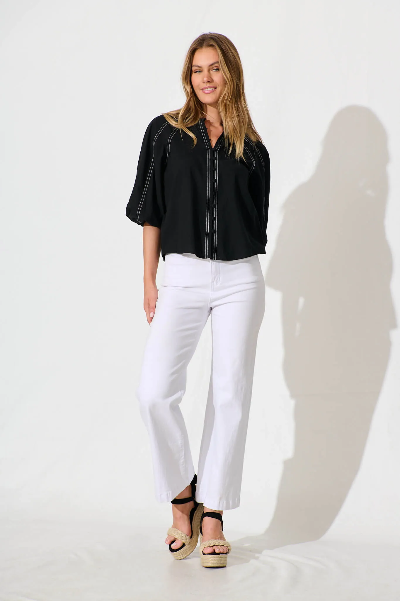 Fabiana Shirt in Black Cotton Blend sold by St Frock product image thumbnail 4