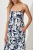 Matilda Maxi Sundress In Navy With Cream Floral sold by St Frock