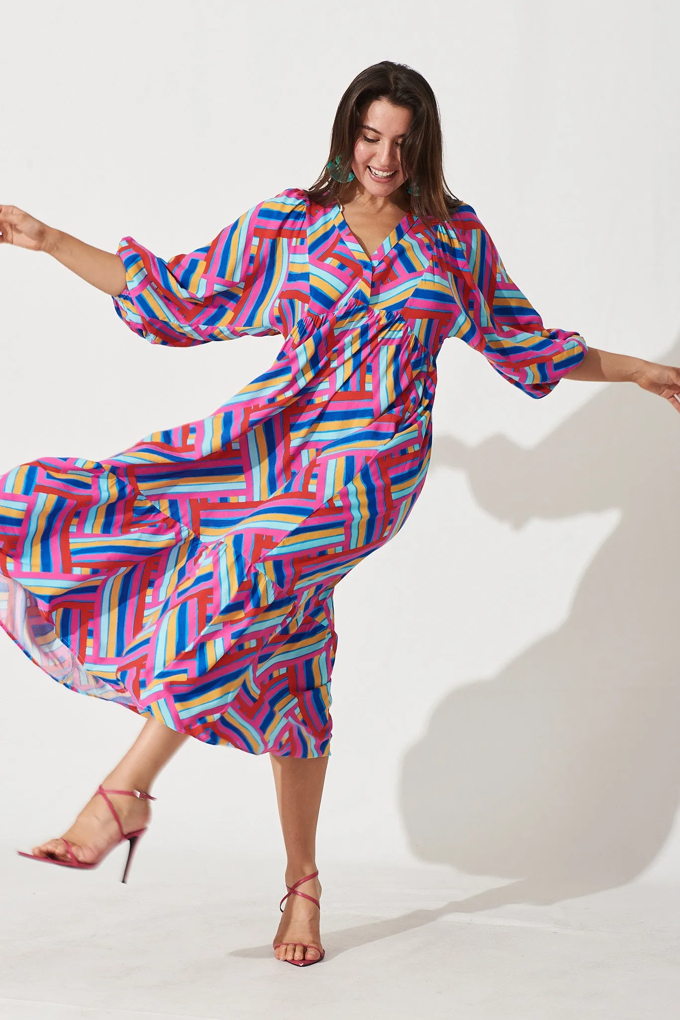 Annika Midi Dress In Multi Geometric Print sold by St Frock product image thumbnail 5