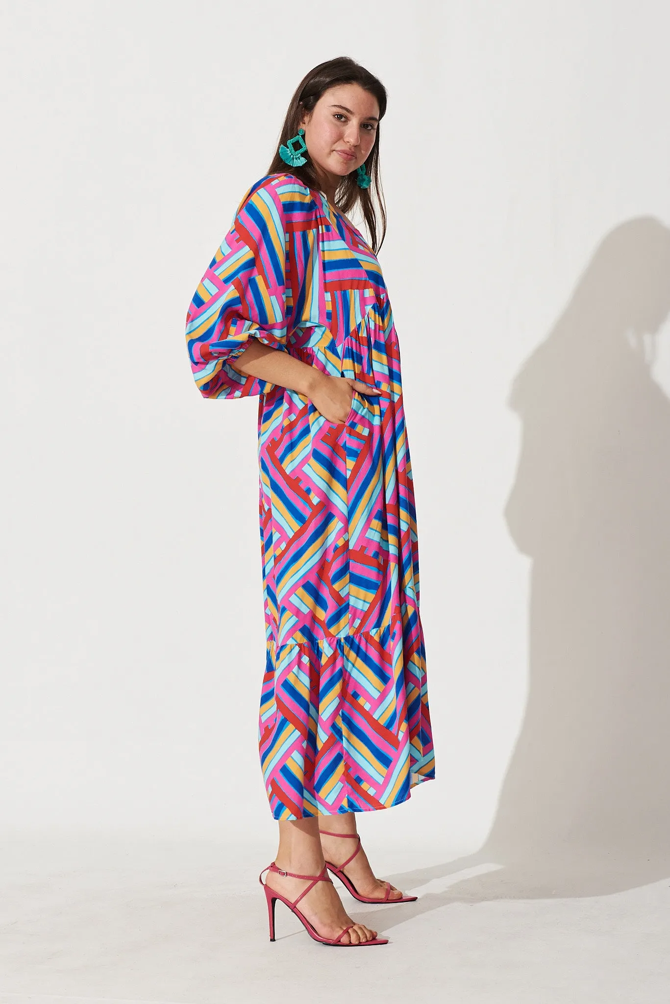 Annika Midi Dress In Multi Geometric Print sold by St Frock product image thumbnail 3