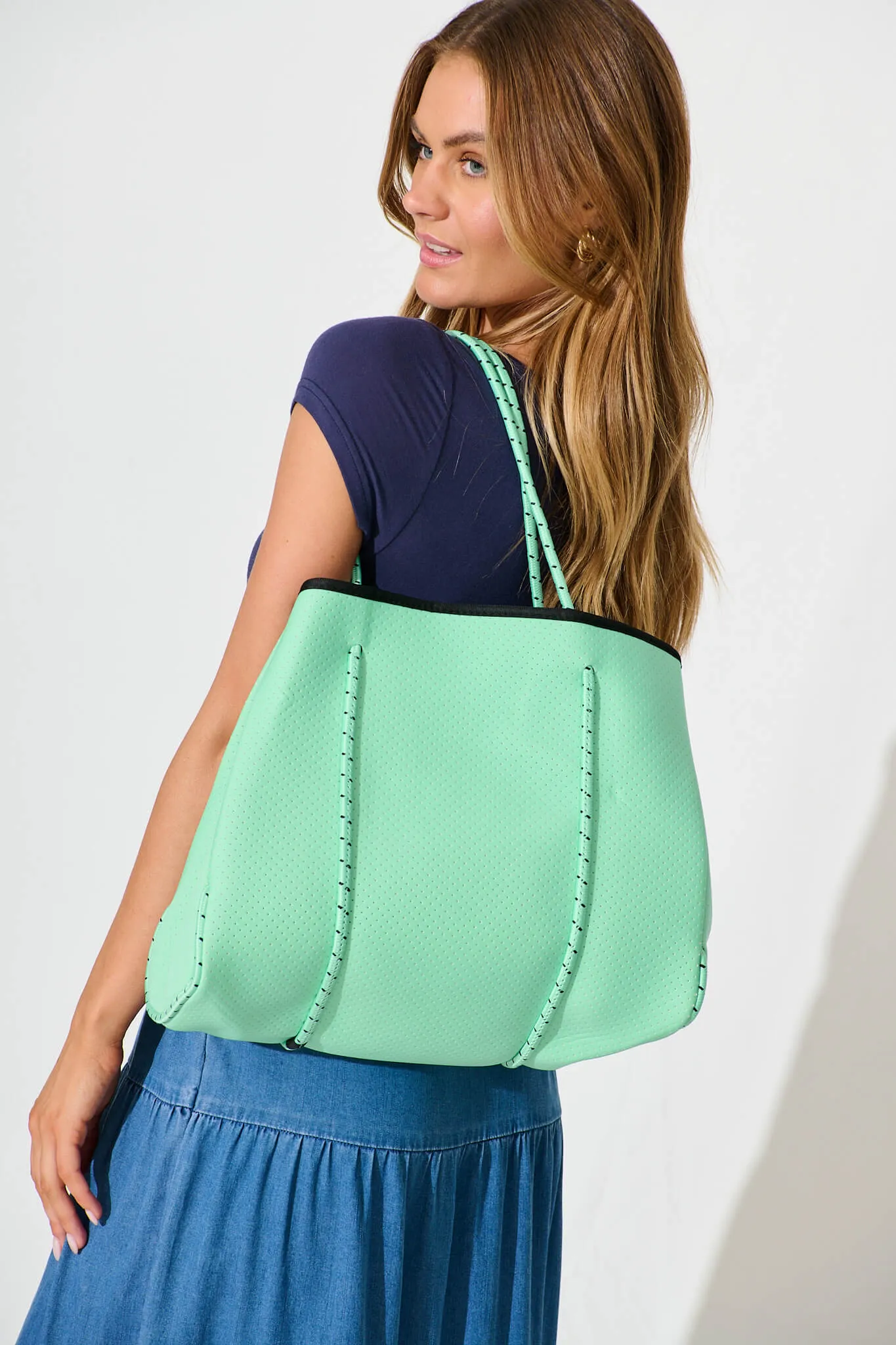 Rania Neoprene Tote Bag In Turquoise sold by St Frock
