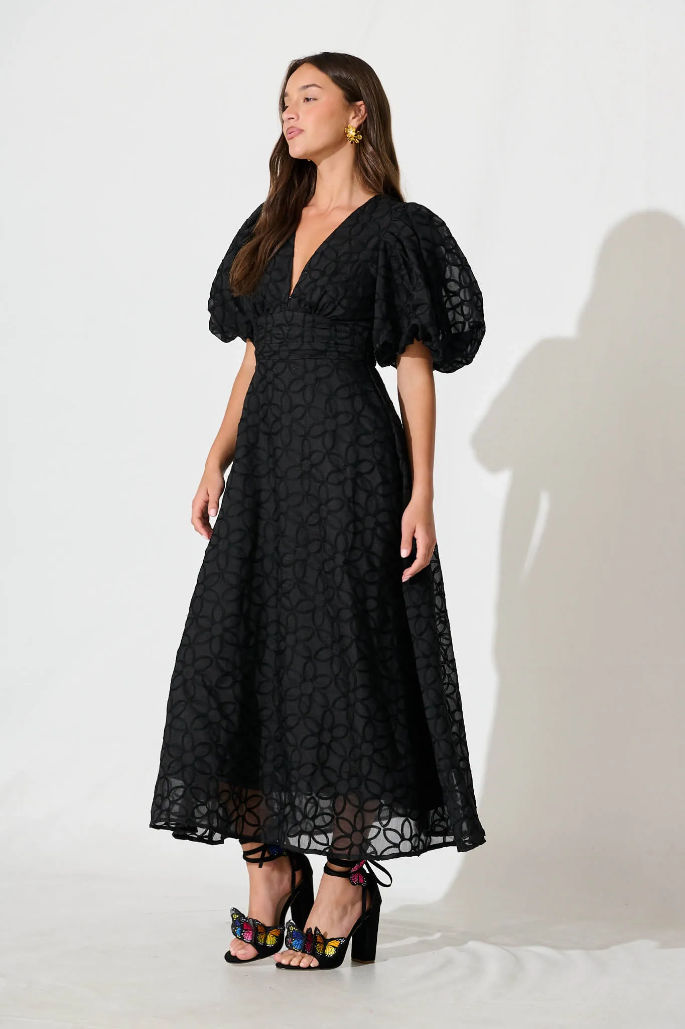 PRE ORDER Countess Maxi Dress In Black Embroidered Organza sold by St Frock product image thumbnail 3