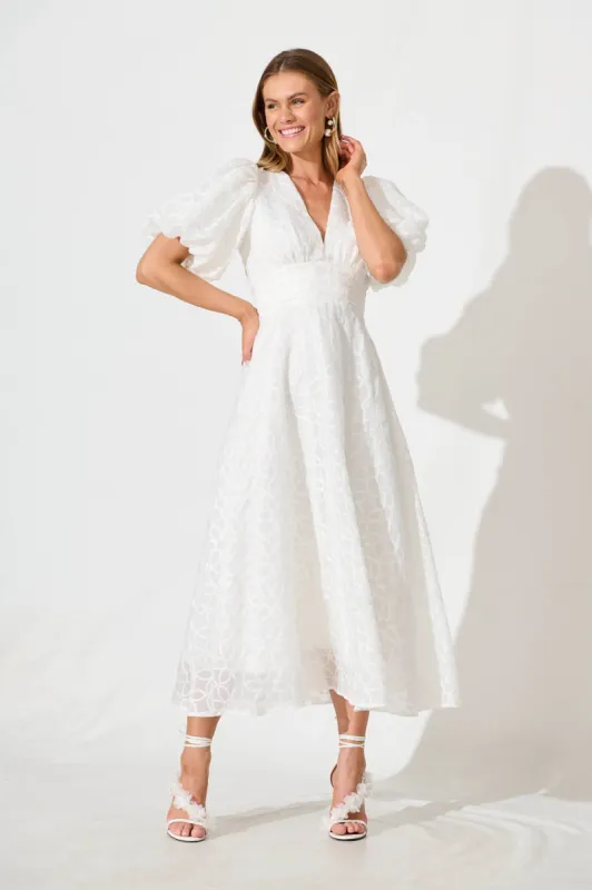Countess Maxi Dress In White Embroidered Organza sold by St Frock