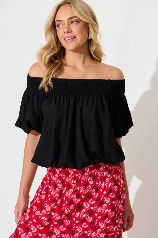 Olena Top in Black sold by St Frock