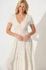 Zenith Midi Dress in Oatmeal Linen Blend sold by St Frock