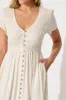 Zenith Midi Dress in Oatmeal Linen Blend sold by St Frock