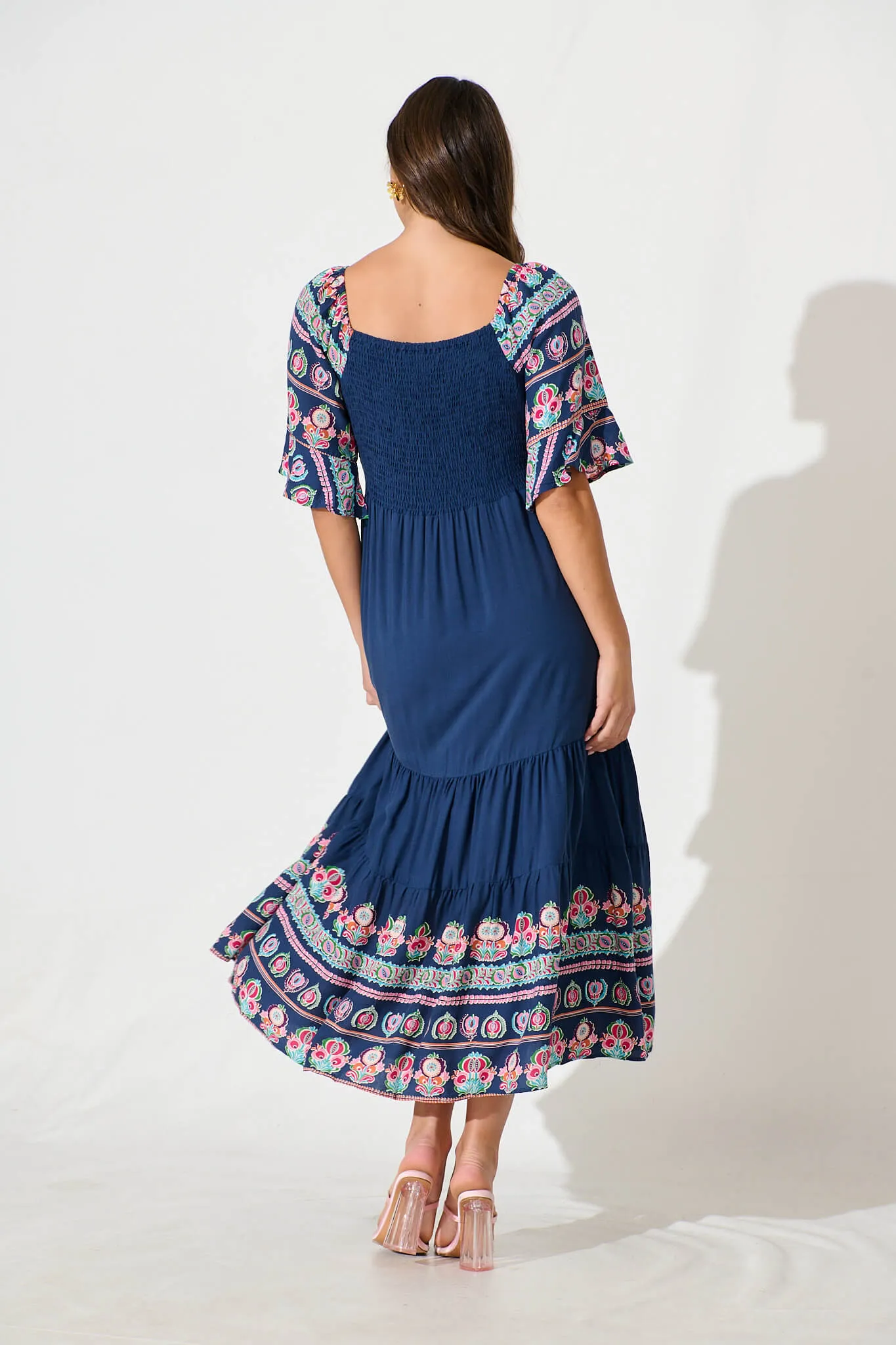 Lauriette Midi Dress in Cobalt with Multi Print sold by St Frock product image thumbnail 4