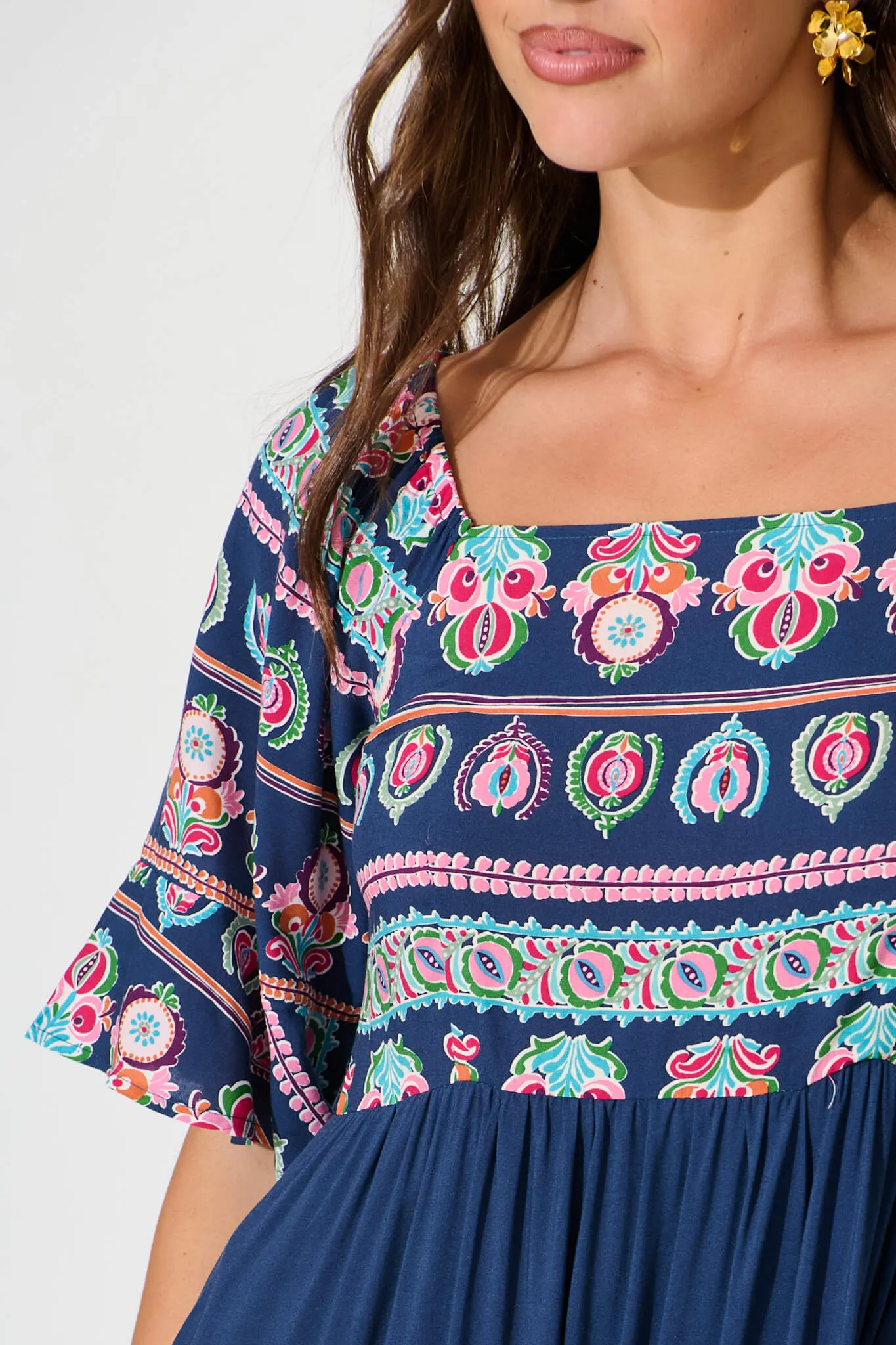 Lauriette Midi Dress in Cobalt with Multi Print sold by St Frock product image thumbnail 5