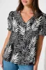 Tessy Top in Black with White Leaf sold by St Frock