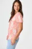 Tessy Top in Peach with White Leaf sold by St Frock