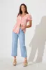 Tessy Top in Peach with White Leaf sold by St Frock