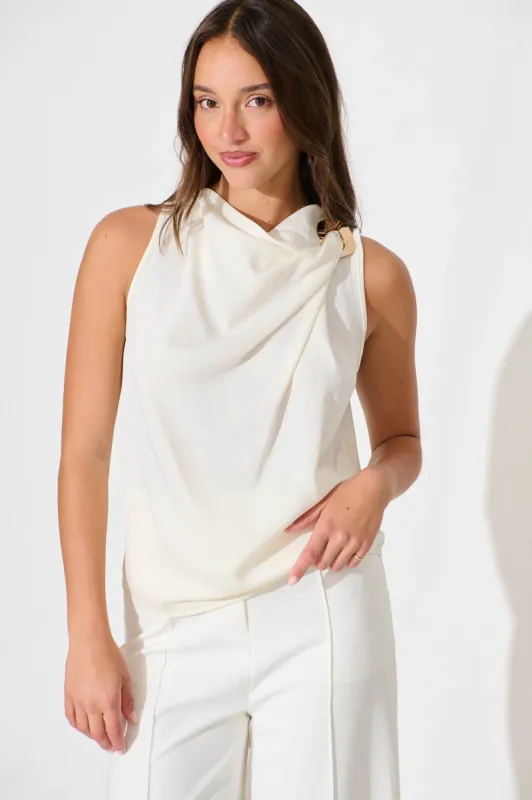 Nadira Top in Cream Satin sold by St Frock