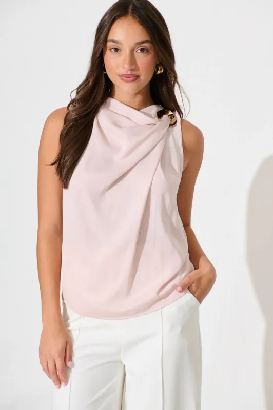 Nadira Top in Pale Pink Satin sold by St Frock