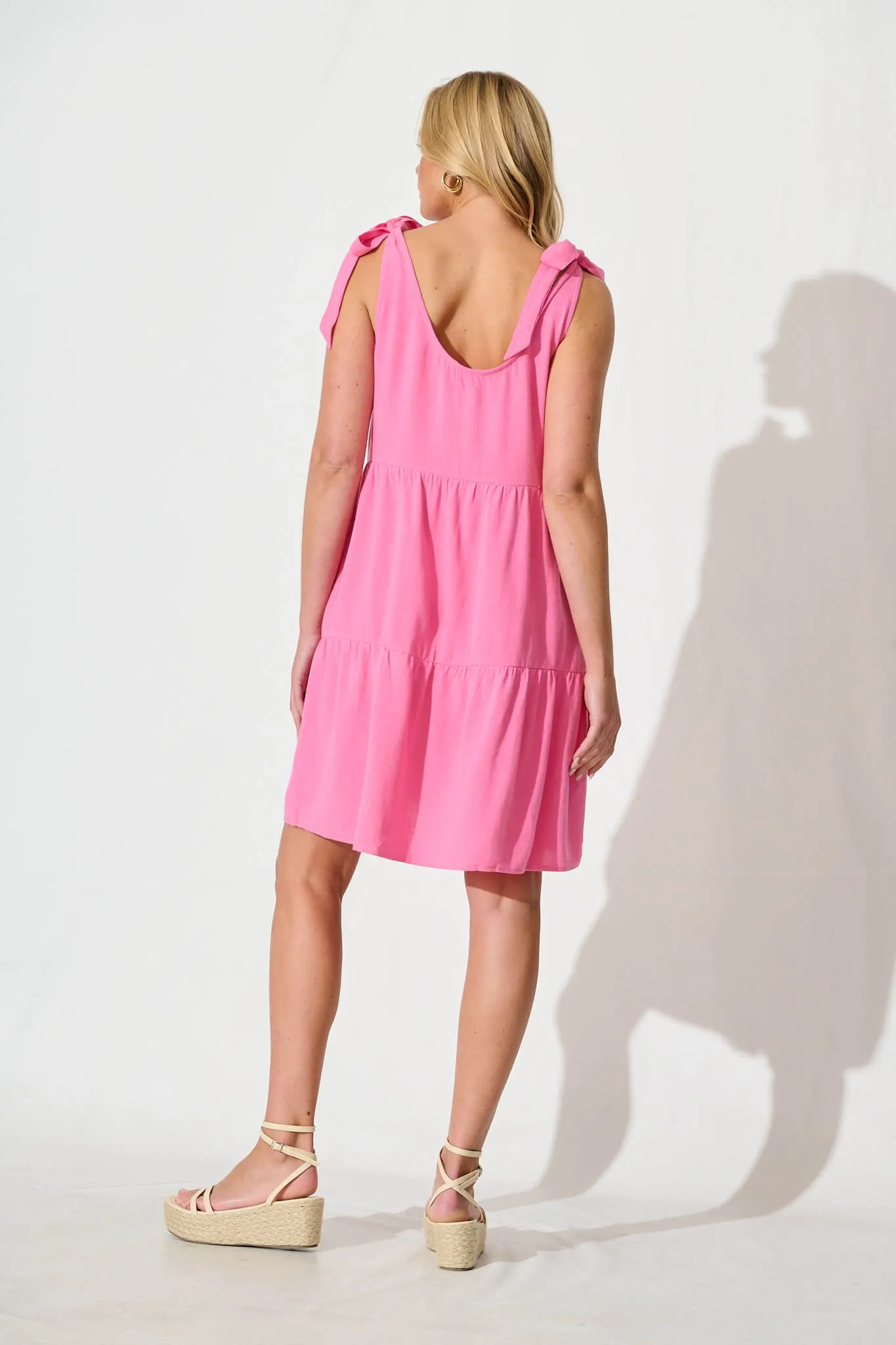 Savita Smock Dress in Pink Linen sold by St Frock product image thumbnail 4