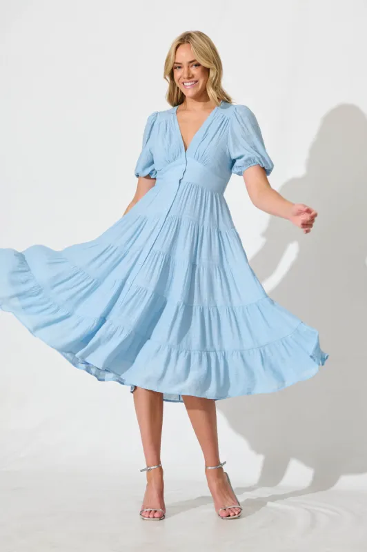 Modica Midi Dress In Pale Blue sold by St Frock