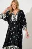 Barrymore Midi Smock Dress in Black with Cream Print sold by St Frock