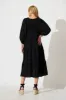 Barrymore Midi Smock Dress in Black sold by St Frock