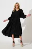 Barrymore Midi Smock Dress in Black sold by St Frock