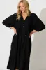Barrymore Midi Smock Dress in Black sold by St Frock