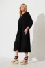 Barrymore Midi Smock Dress in Black sold by St Frock