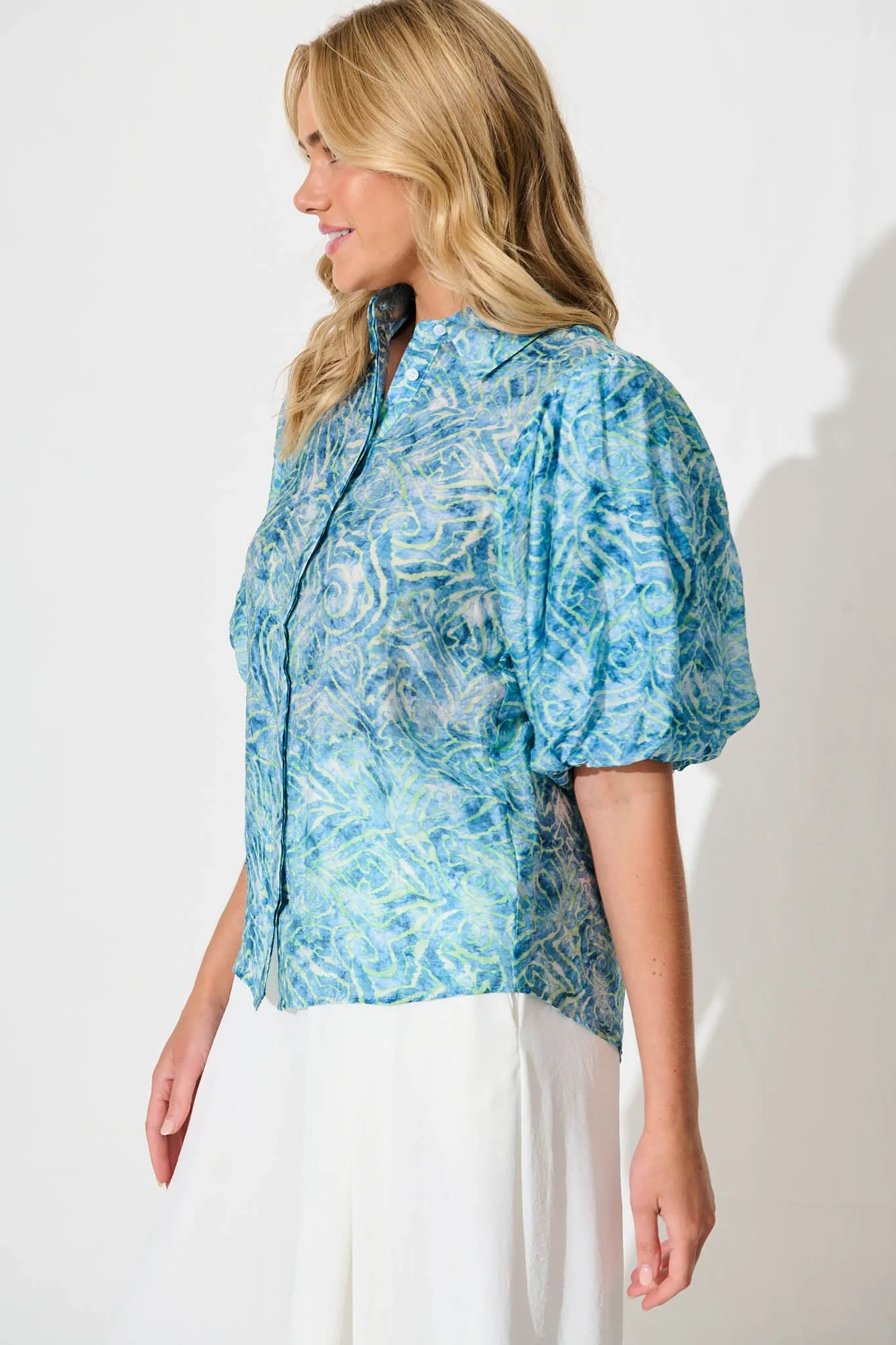 Aeryn Shirt in Blue Print sold by St Frock product image thumbnail 2