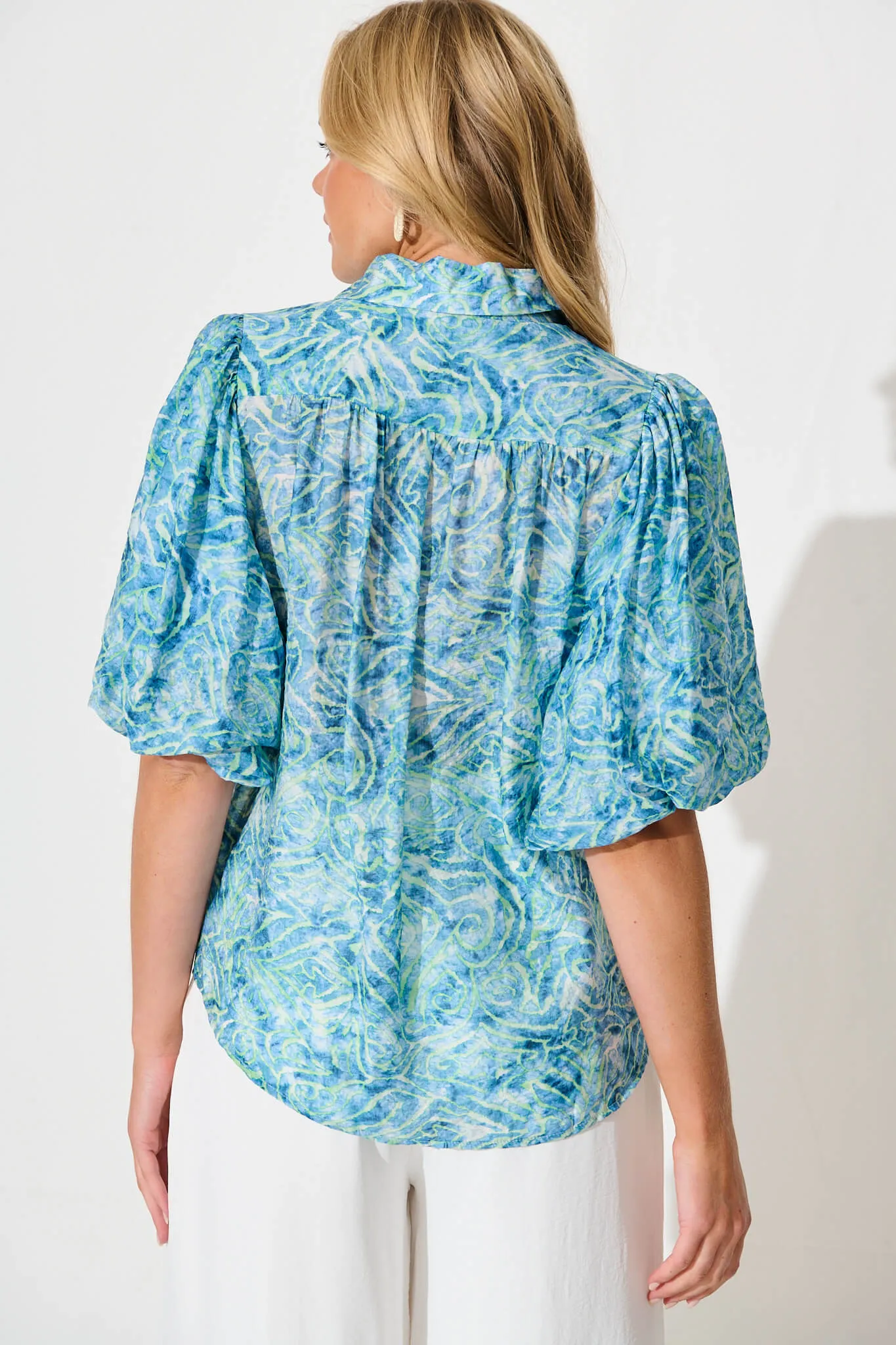 Aeryn Shirt in Blue Print sold by St Frock product image thumbnail 3