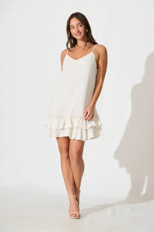 Aubrielle Dress In Oatmeal Linen Blend sold by St Frock