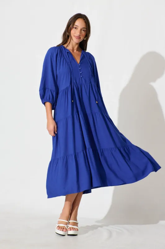 Barrymore Midi Smock Dress in Cobalt sold by St Frock