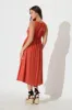 Ryland Midi Dress in Rust Linen Cotton sold by St Frock