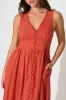 Ryland Midi Dress in Rust Linen Cotton sold by St Frock