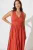 Ryland Midi Dress in Rust Linen Cotton sold by St Frock