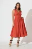 Ryland Midi Dress in Rust Linen Cotton sold by St Frock