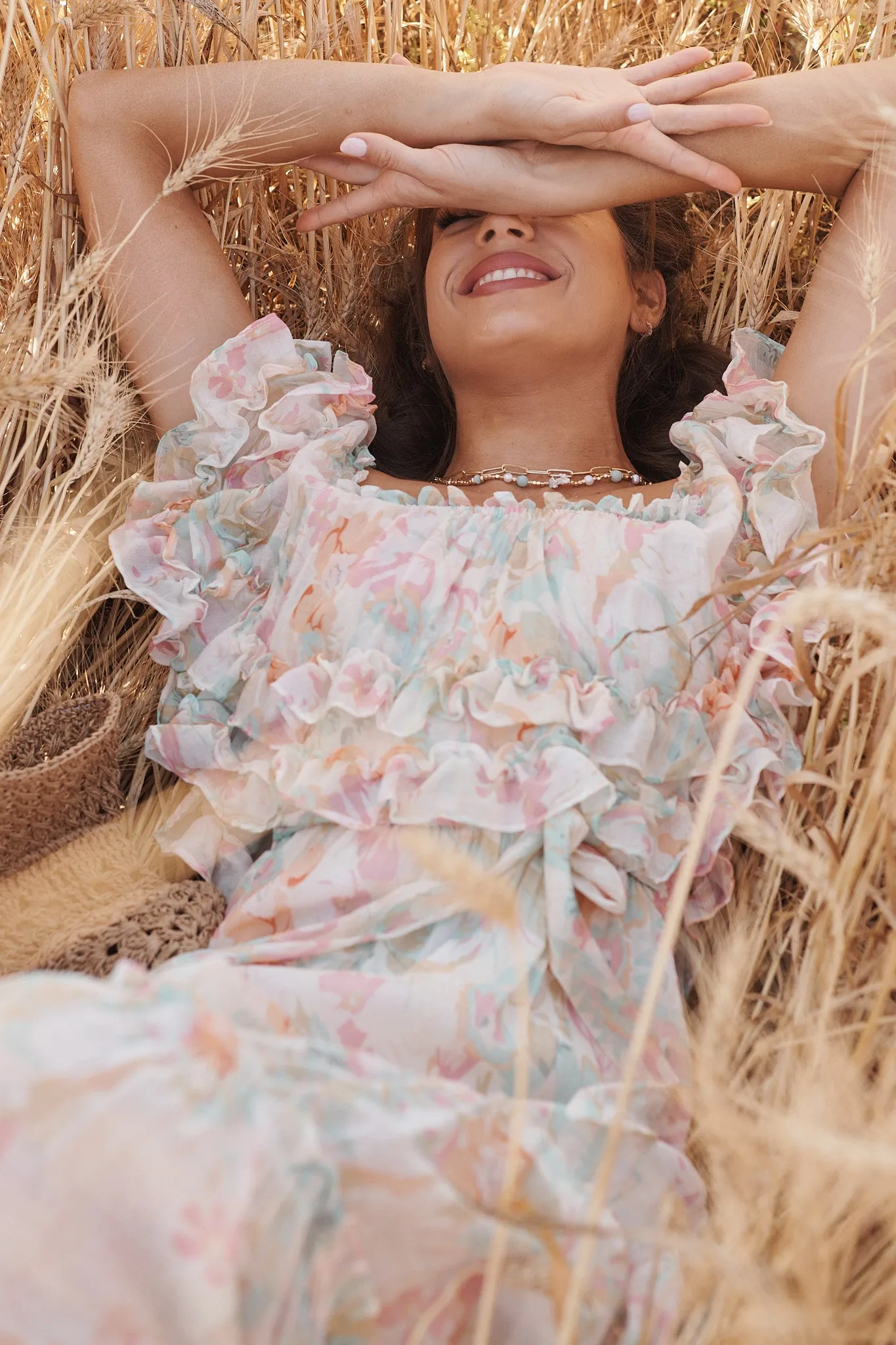 Franc Midi Dress in White with Pastel Multi Floral sold by St Frock product image thumbnail 2