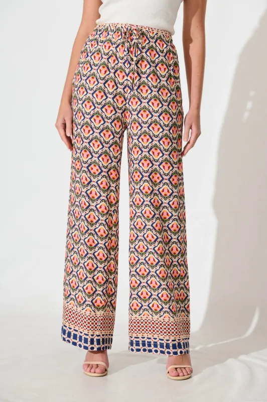 Rowan Pant in Multi Tile Print sold by St Frock