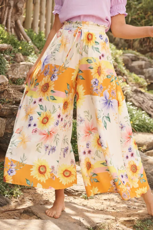 Mariah Pant In Multi Sunflower Print sold by St Frock