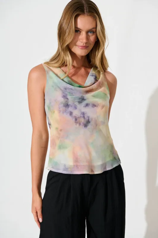 Delano Top in Purple Multi Watercolor Chiffon sold by St Frock