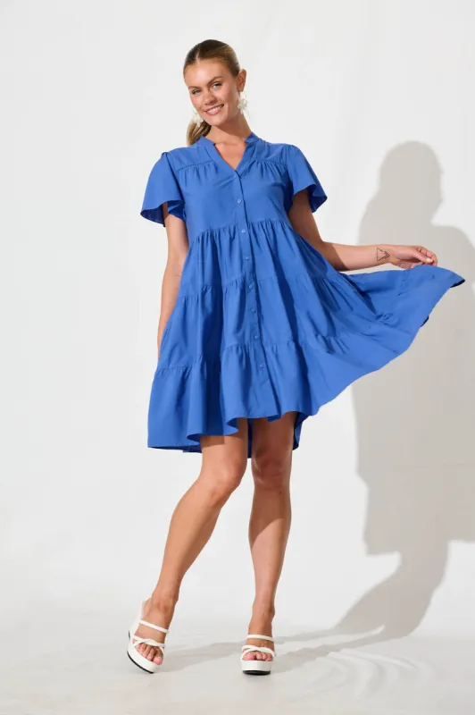 Rosino Smock Dress in Blue Cotton sold by St Frock