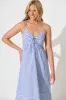 Miramar Midi Dress in Blue and White Stripe Cotton sold by St Frock