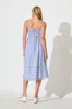Miramar Midi Dress in Blue and White Stripe Cotton sold by St Frock